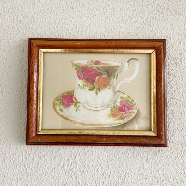 Vintage lijst met theekopje print