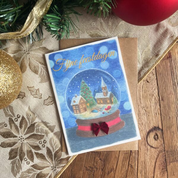 Kerstkaart sneeuwbol